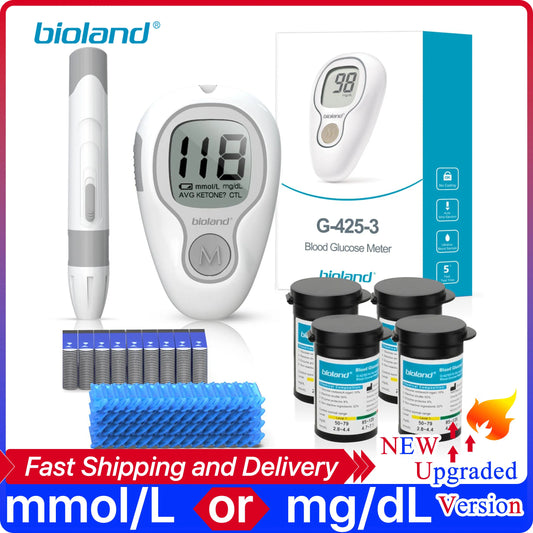 Blood Glucose Meter G-425-3 Diabetes Testing Kit Diabetes Machine Blood Sugar Meter Glucometer Test Strips Lancet 5S Get Results
