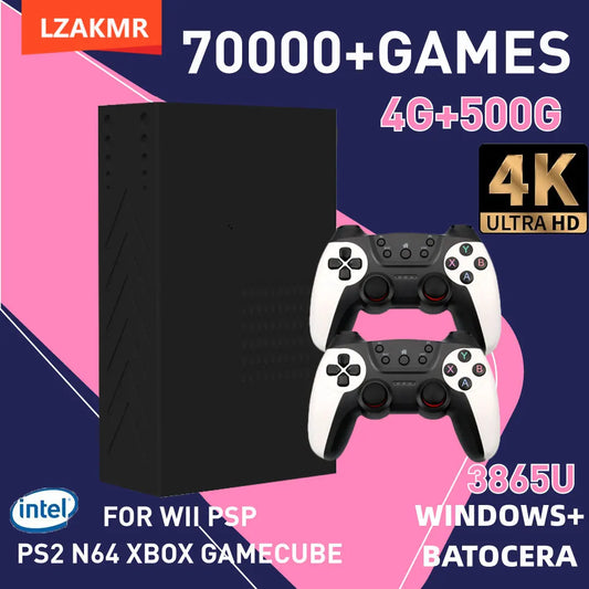 Retro Video Game Console R3 PRO Batocera System 500GB 3865U 70000+Games For Wii PS2 PSP Saturn GameCube N64 Wireless handle