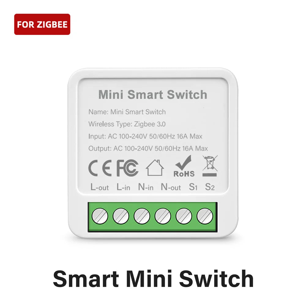 Tuya Smart Zigbee/WiFi Switch With Energy Monitor 16A 2-way Control Mini Breaker Smart Life Control For Alexa Google Home