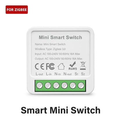 Tuya Smart Zigbee/WiFi Switch With Energy Monitor 16A 2-way Control Mini Breaker Smart Life Control For Alexa Google Home