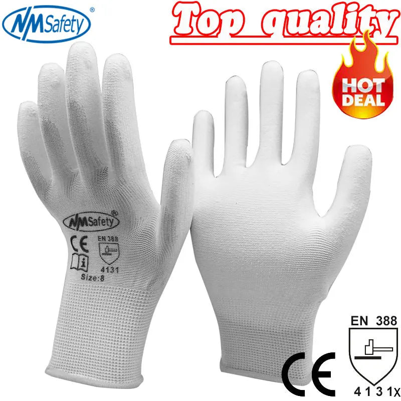 24Pieces/12 Pairs Work Gloves For PU Palm Coating Safety Protective Glove Nitrile Professional Safety Suppliers