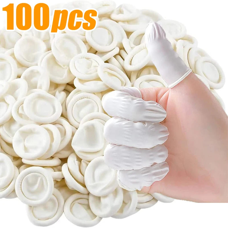 100Pcs Disposable Finger Cover Non-slip Latex Medium Fingertips Protector Gloves Non-toxic Anti-static Tool for Workplace Safety