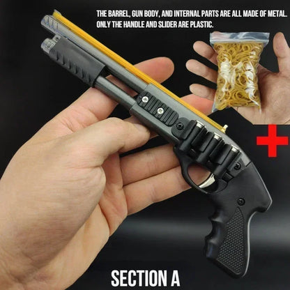 2024 Mini Rubber Band Shotgun Sprayer 8 Bursts of Rubber Band Gun Miniature Model Ornaments Toy Soft Bullet Gun Christmas Gift