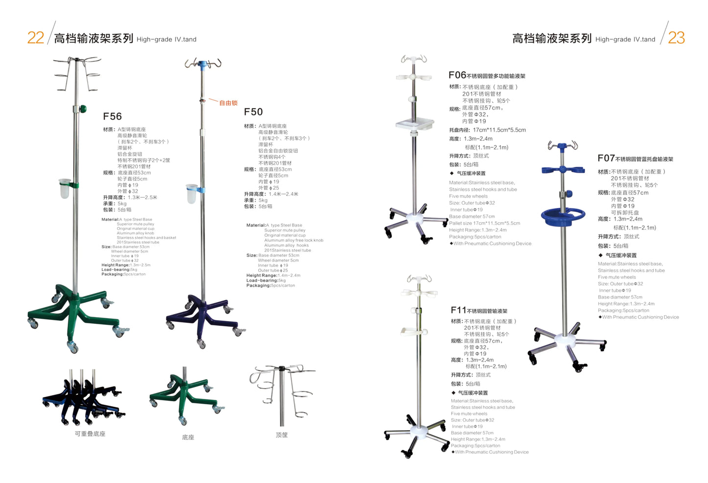 EU-IV535 Hospital Medical Infusion Stand Stainless Steel Collapsible Save Space IV Pole IV Drip Stand with bottle rack