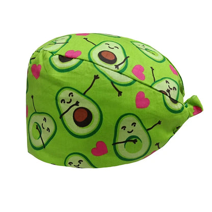 Cartoon Printed Women's Surgical Cap, 100% Pure Cotton Dental Cap, Beauty Salon Breathing and Cleaning Cap, Laboratory Work Cap