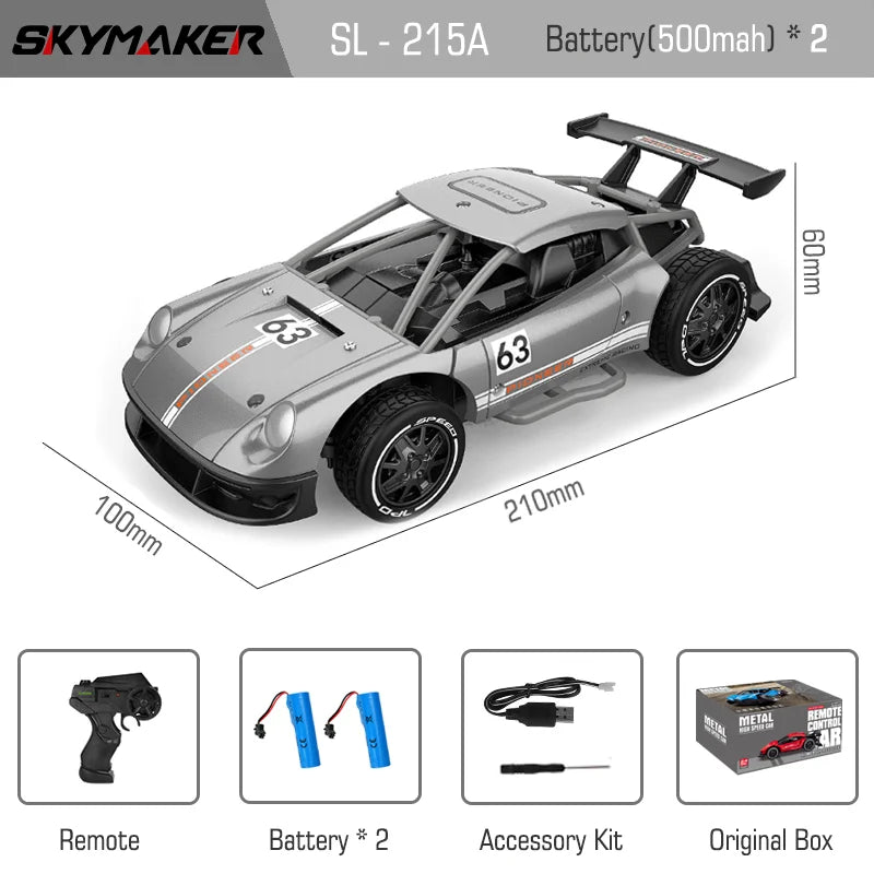 RC Metal Car Toys 1/24 2.4G High Speed Remote Control Mini Scale Model Vehicle Electric Metal RC Car Toys for Boys Children Gift