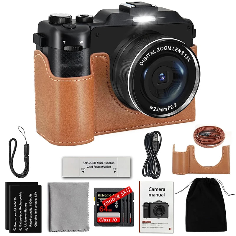 Komery 56MP Digital Professional Camcorder 4K ultra HD Video Compact Cameras Selfie Dual battery 18X Zoom WIFI Webcam DIY Shells