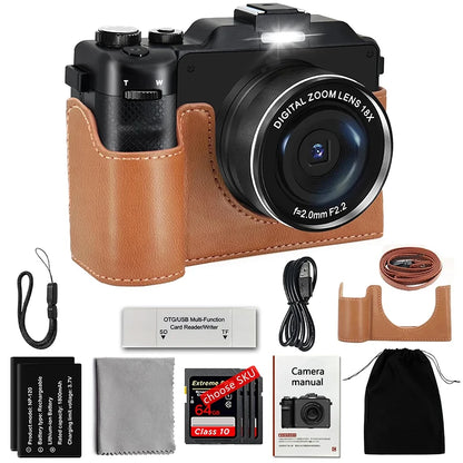 Komery 56MP Digital Professional Camcorder 4K ultra HD Video Compact Cameras Selfie Dual battery 18X Zoom WIFI Webcam DIY Shells