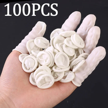 100/10Pcs Disposable Latex Finger Cots High Elastic Non-slip Anti-static Fingertips Protector Gloves Industry Fingers Protection