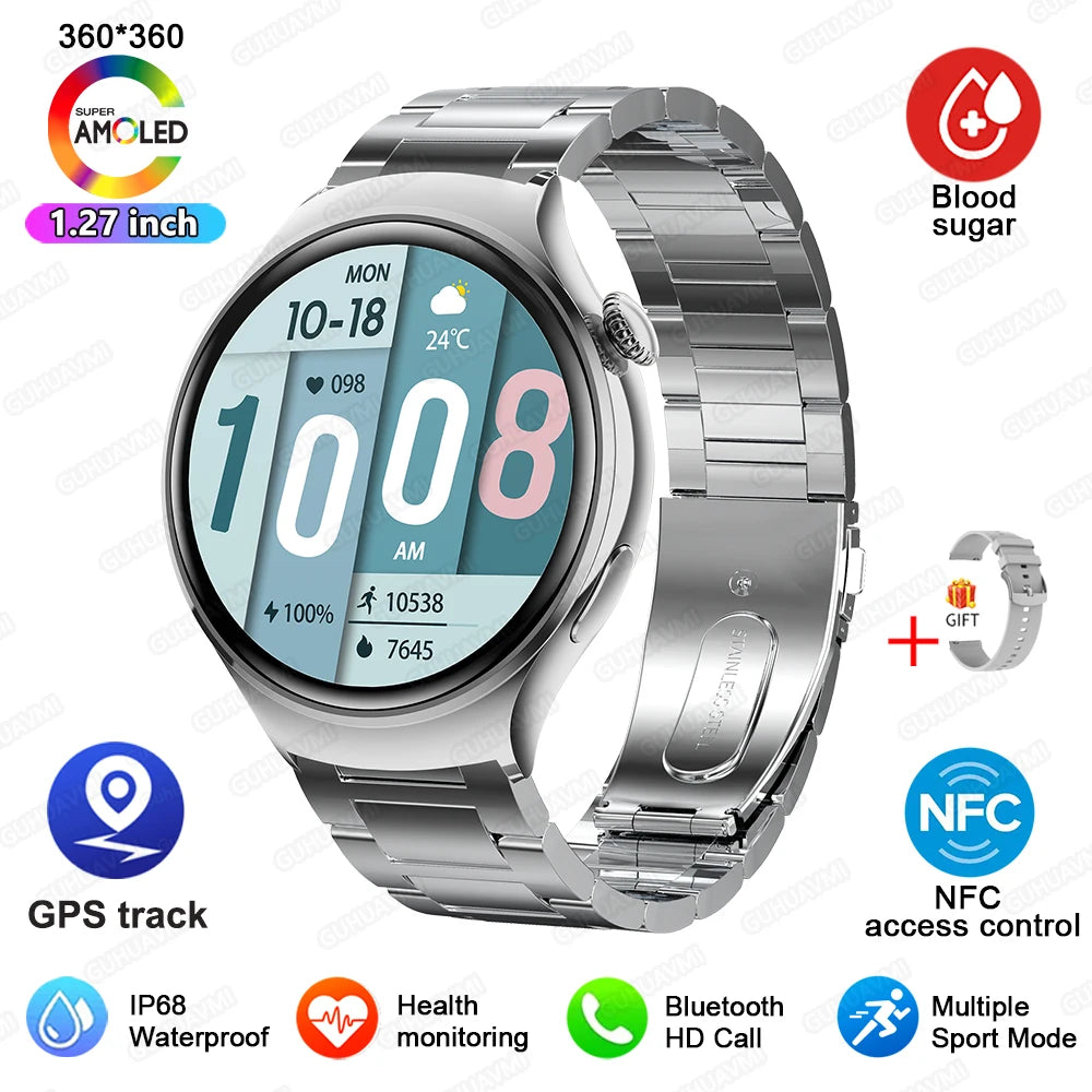 2024 New For Huawei Watch 4 Mini NFC Smart Watch Women AMOLED HD Screen IP68Waterproof Heart Rate Blood Sugar BT Call Smartwatch