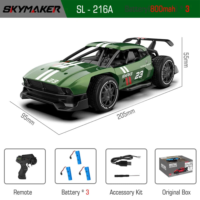 RC Metal Car Toys 1/24 2.4G High Speed Remote Control Mini Scale Model Vehicle Electric Metal RC Car Toys for Boys Children Gift