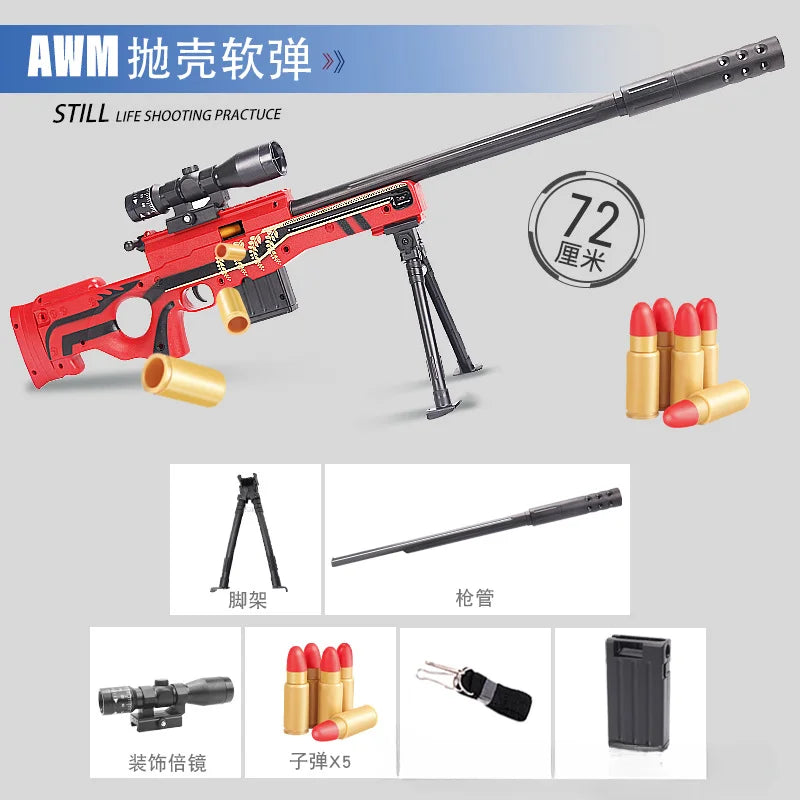 DIY Sniper Rifle Soft Bullets with Scope Manual Shell Ejection Toy Gun Outdoor Cs Game Prop Toy for Adult Boys Birthday Gift
