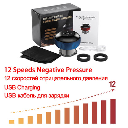 Body Scraping Massage Smart Electric Vacuum Cupping Heating Suction Cup Device Back Neck Arm Massger 6/12 Level Cupping