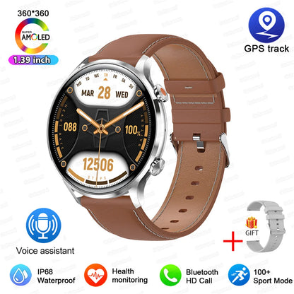 2024 New Smartwatch Women AMOLED HD Screen Always On Display Bluetooth Call IP68 Waterproof GPS Smart Men Watch For Android ios