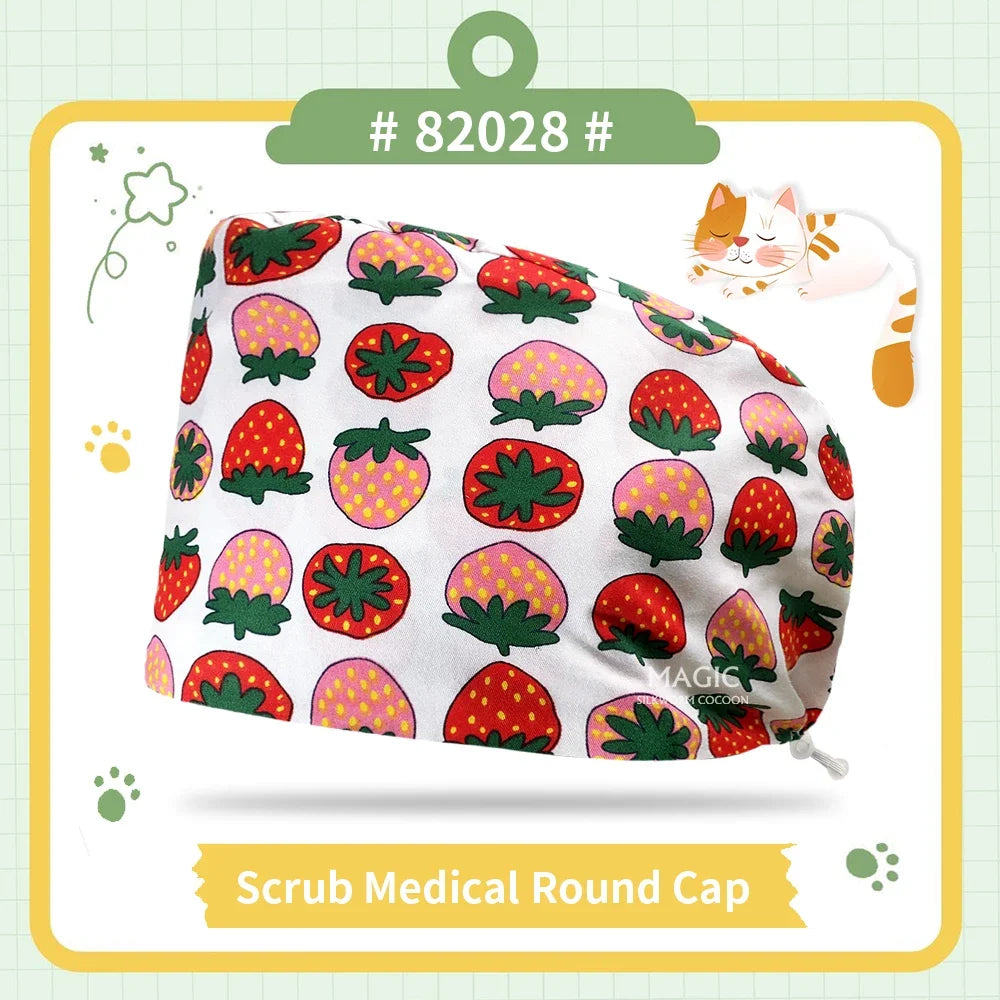 Nice-looking Printing Doctor Hat Surgical Cap for Long Hair Classic Nurse Baotou Caps Women Men Sweat-absorbent Towel Scrub Hat