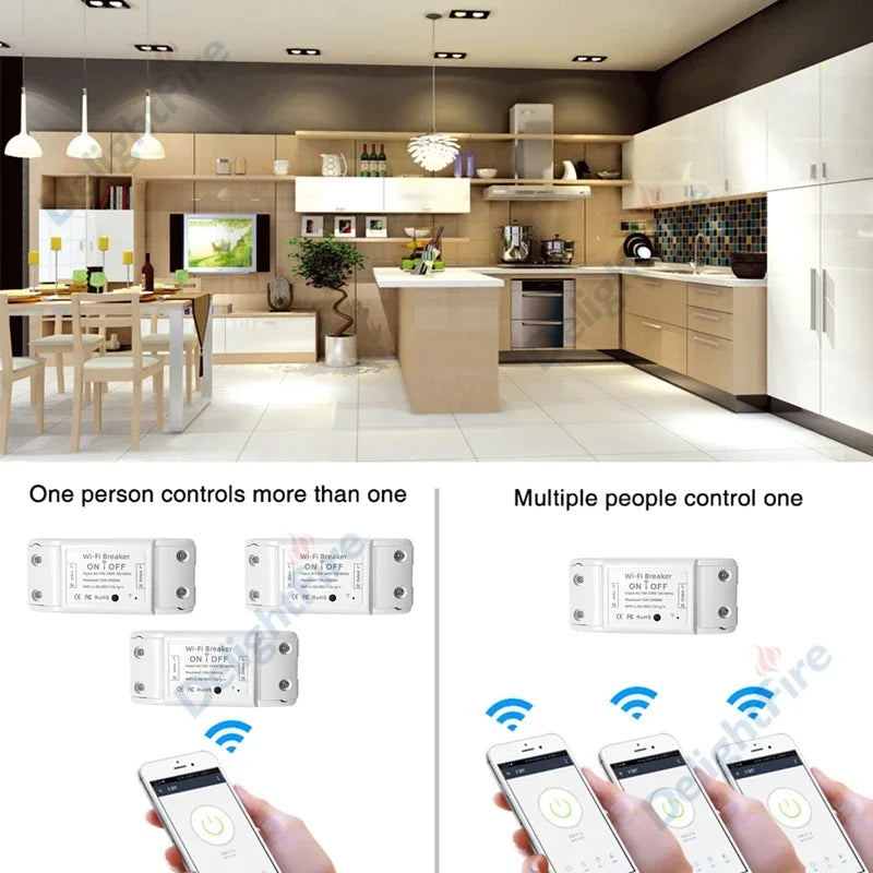 DIY Smart Light WiFi Switch Tuya Smart Life APP Wireless Remote Control 10A Smart Home Breaker Works With Alexa Google Home