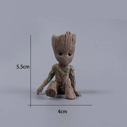 5-6Cm Tree Man Groot Guardians of The Galaxy Marvel Avengers Anime Mini Toys Action Figure Sitting Groot kids Toys Gifts