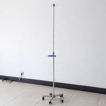 EUR PET Portable Medical Stand Rack Height Adjustable Stainless Iv  Pole With Solid Metal Base