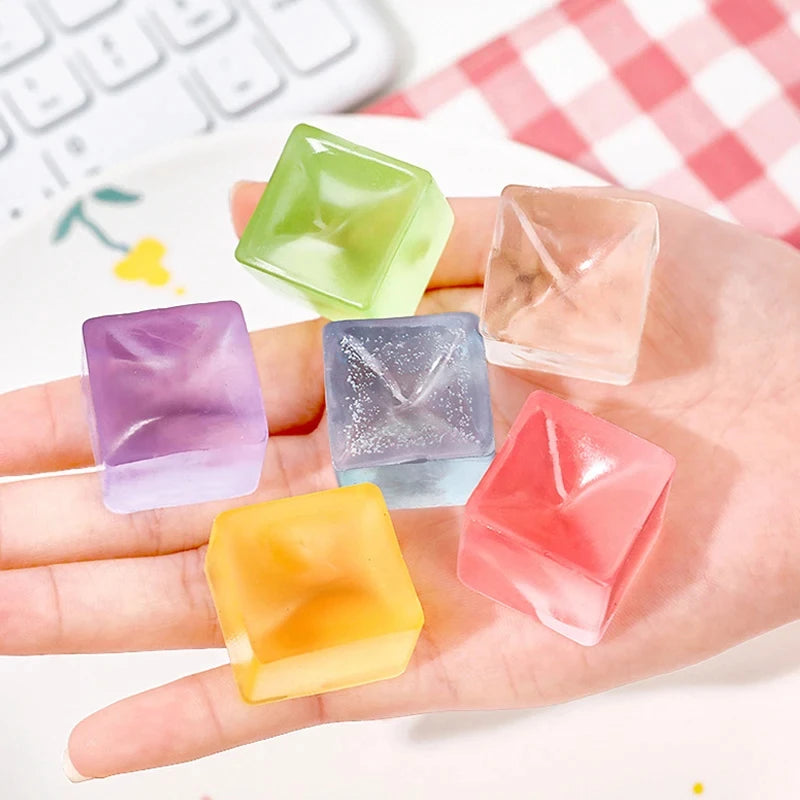 1-6Pcs Squishy Ice Cube Fidget Toy Stress Ball Squeeze Juguetes Divertidos Party Favors For Kids Birthday Classroom Prizes
