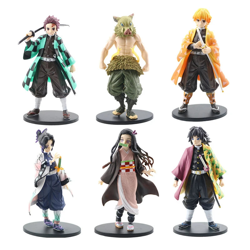 Demon Slayer Action Figure Anime Same Style Doll Toy Kamado Tanjiro Nezuko Zenitsu Collection Model PVC Material Birthday Gifts