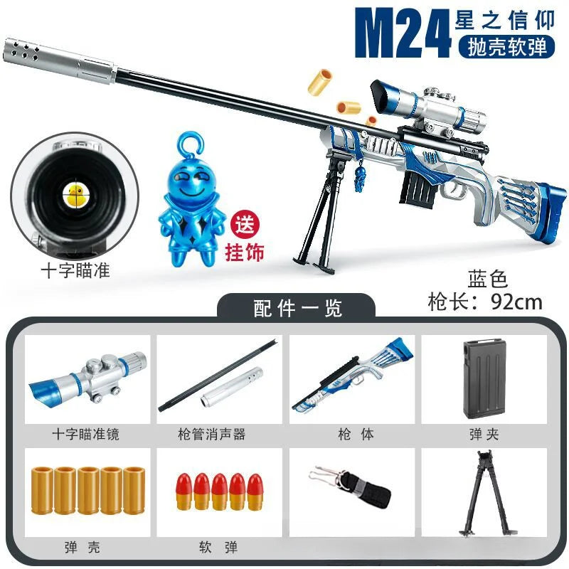 DIY Sniper Rifle Soft Bullets with Scope Manual Shell Ejection Toy Gun Outdoor Cs Game Prop Toy for Adult Boys Birthday Gift