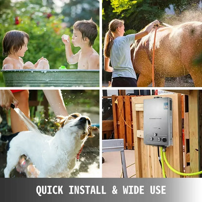 VEVOR 6L/8L/10L/12L/16L/18L propane gas LPG tank less water heater on-demand boiler shower kit, can be used outdoors