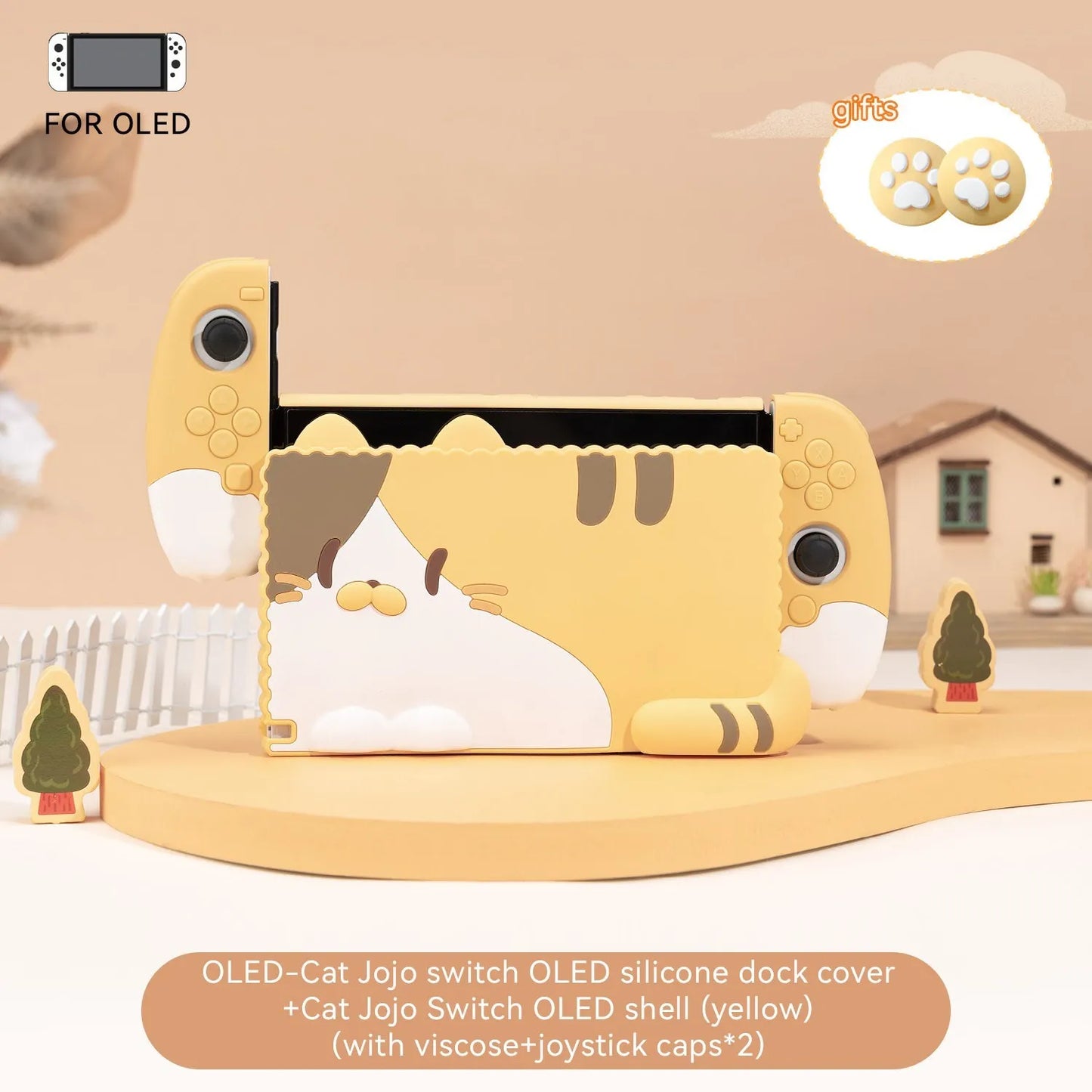 GeekShare Charging Dock Case for  Nintendo Switch OLED Kawaii 3D Cat Jojo Silicone Soft Dock Shell NS Game Accessories