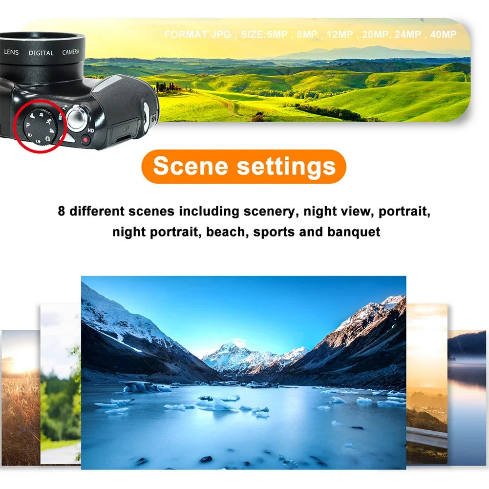 48 Million Pixel Digitial Camera 2.7K HD Mirrorless Digital Camera WIFI Camera for Kids Girls Gift Max 128g