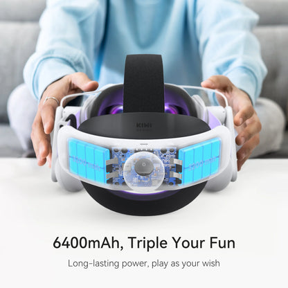 KIWI design Headphones 6400mAh Battery Head Strap for Oculus Quest 2 Accessories Lasting Power Enhanced Sound