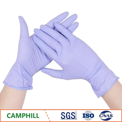 Wholesale 9-inch 200 pieces/pack purple thickening durable nitrile examination gloves fingertip pitted surface disposable gloves