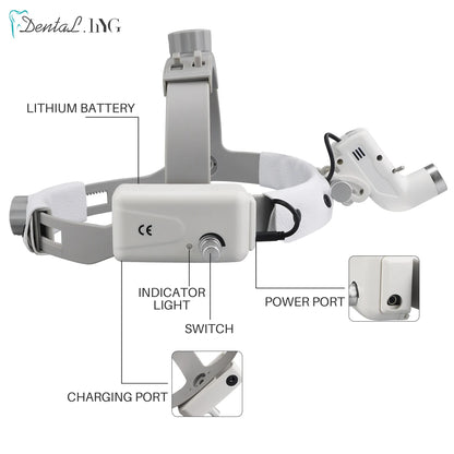 5W Dental LED Head Light Lamp For Binocular Loupes Brightness Spot Ajustable Dental Lab Headlamp Surgical Headlight