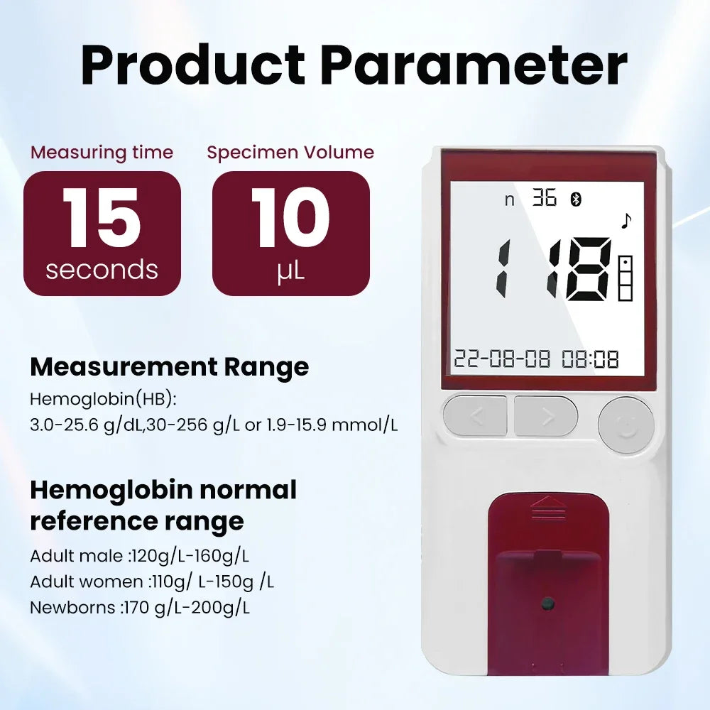 Hemoglobin Test Meter Anemia For Detection Hb And Hct Hemoglobin Analyzer Monitor ( Test strips Accessorios optinal)