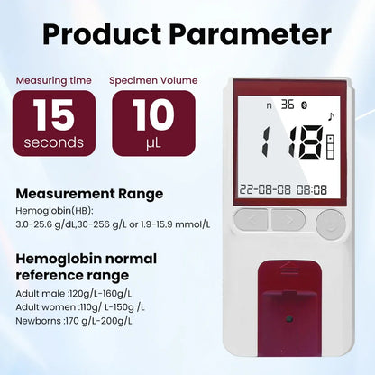 Hemoglobin Test Meter Anemia For Detection Hb And Hct Hemoglobin Analyzer Monitor ( Test strips Accessorios optinal)
