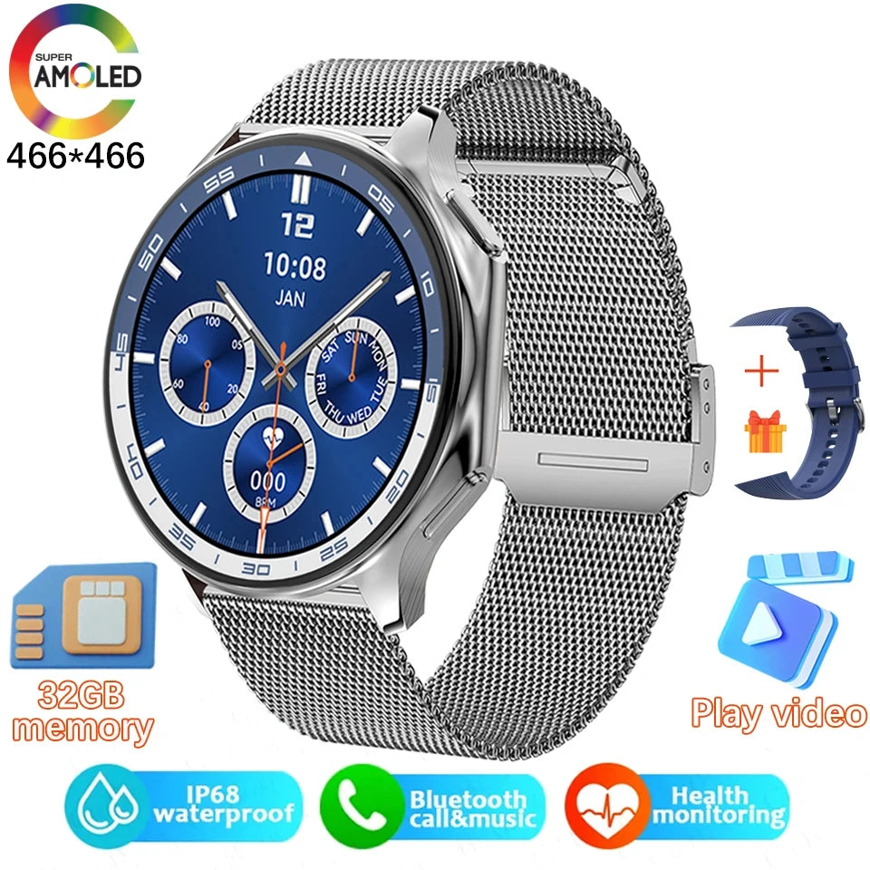 2024 New For OPPO Watch X Smart Watch 4G Memory Music Video Bluetooth Call IP68 Waterproof AMOLED Smartwatch For TWS Earphones ﻿