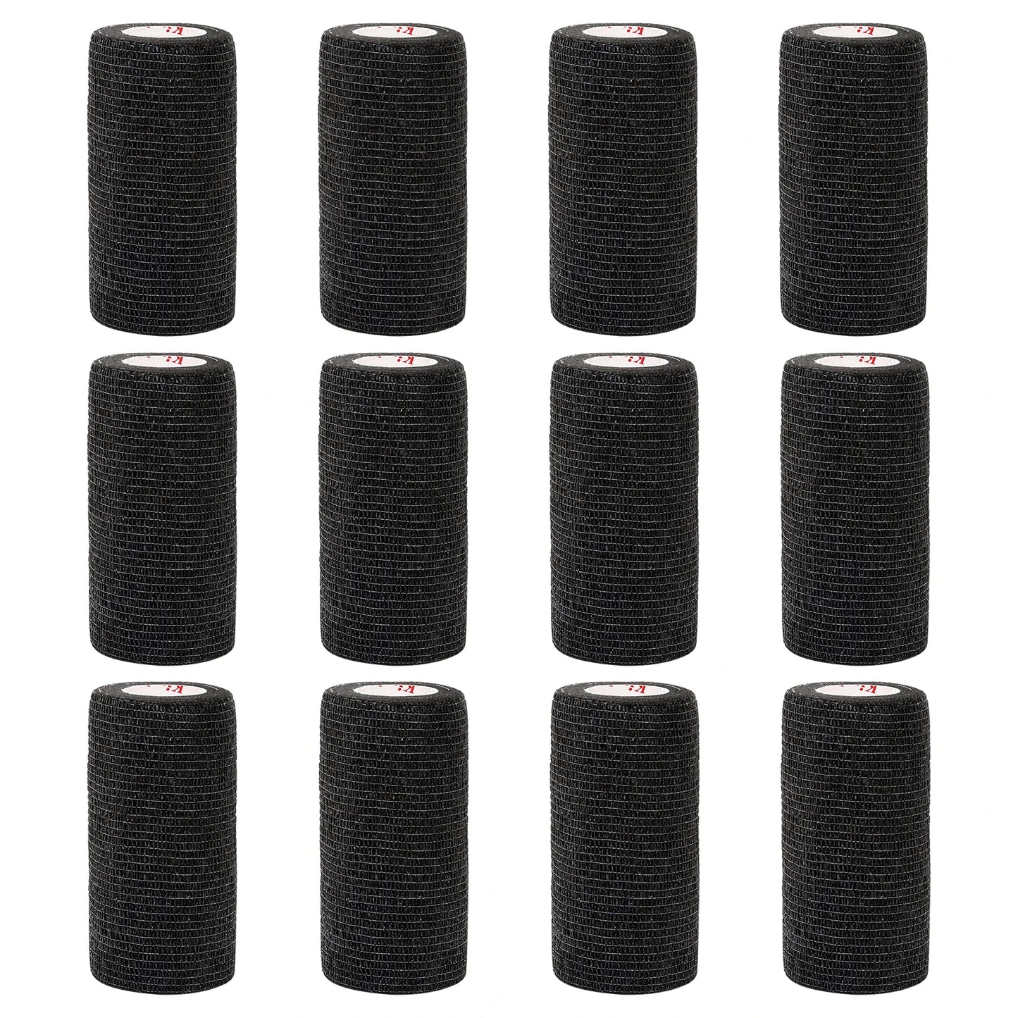 24Rolls Kindmax Self Adhesive Bandage Black, Elastic Breathable Sports Non-woven Wrap Finger Tape For Wrist Ankle First Aid