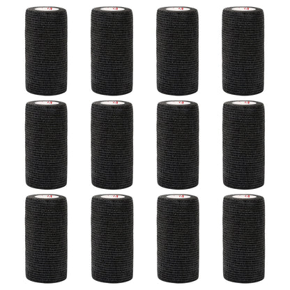 24Rolls Kindmax Self Adhesive Bandage Black, Elastic Breathable Sports Non-woven Wrap Finger Tape For Wrist Ankle First Aid