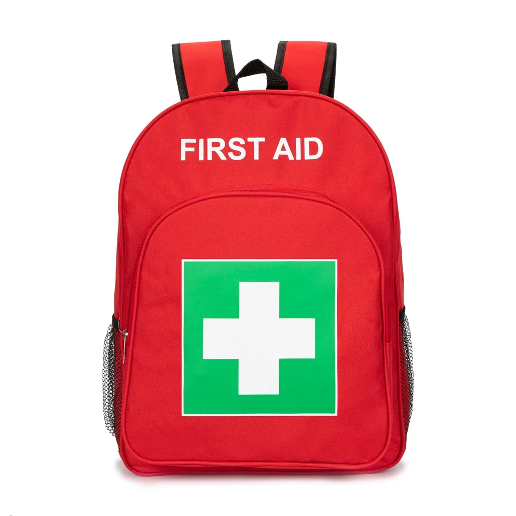 Red Emergency Bag First Aid Backpack Empty Medical Bag Treatment First Responder Trauma Bag for Preschool Child Care Center