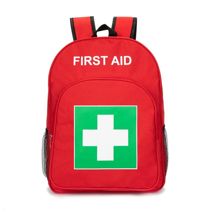 Red Emergency Bag First Aid Backpack Empty Medical Bag Treatment First Responder Trauma Bag for Preschool Child Care Center