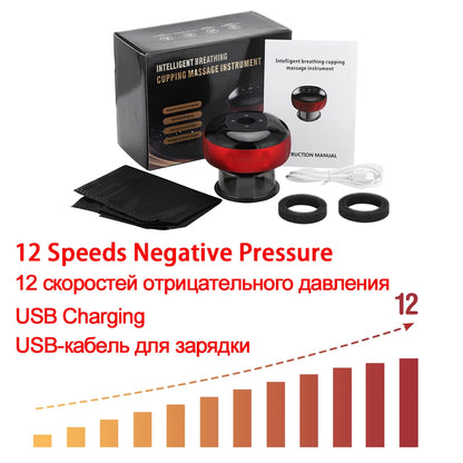 Body Scraping Massage Smart Electric Vacuum Cupping Heating Suction Cup Device Back Neck Arm Massger 6/12 Level Cupping