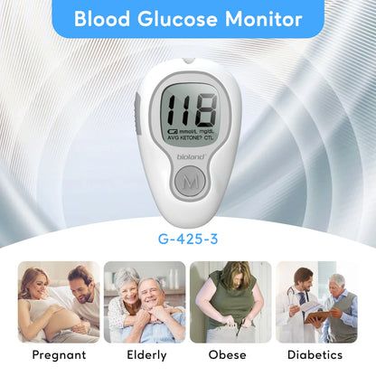 Blood Glucose Meter G-425-3 Diabetes Testing Kit Diabetes Machine Blood Sugar Meter Glucometer Test Strips Lancet 5S Get Results