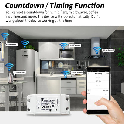 Tuya WiFi Smart Switch APP Wireless Controller Universal Breaker Timer Smart Life Work with LED Light Switch Alexa Accessories
