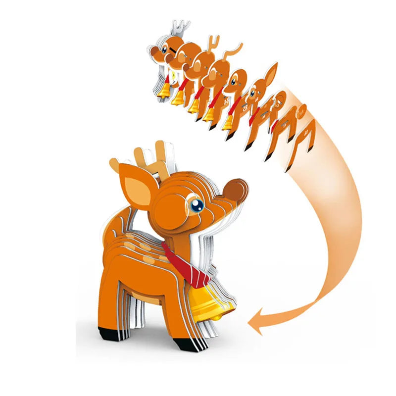 Cartoon 3D Paper Puzzle for Kids Santa Claus Educational Montessori Toys Funny DIY Manual Assembly Three-dimensional Model Toy