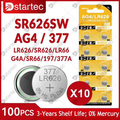 1.55V LR626 AG4 377A 377 177 376 SR66 626A L626 Button Batteries For Watch Toys Remote SR626SW AG 4 Cell Coin Alkaline Battery