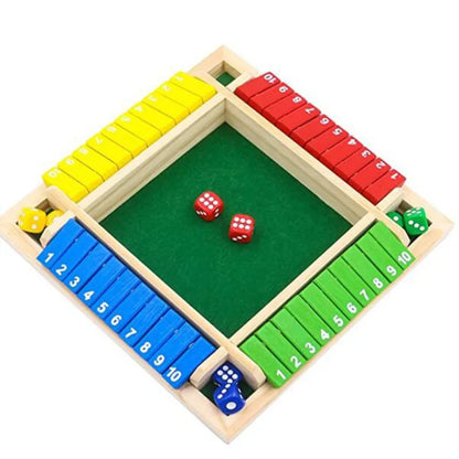 Deluxe Four Sided 10 Numbers Shut The Box Board Game Set Toy Dice Party Club Drinking Games for Adults Families