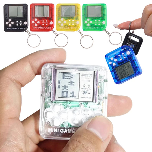 Mini Pocket Classic Game Machine Tiny Game Console Keychain Children Handheld Retro Game Players with Keyring Video Games
