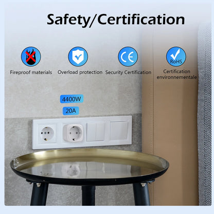 UNKAS EU Socket 16A/20A Wifi Plug Power Outlet Alexa Google Home For Tuya Smart Life APP Remote Voice Control