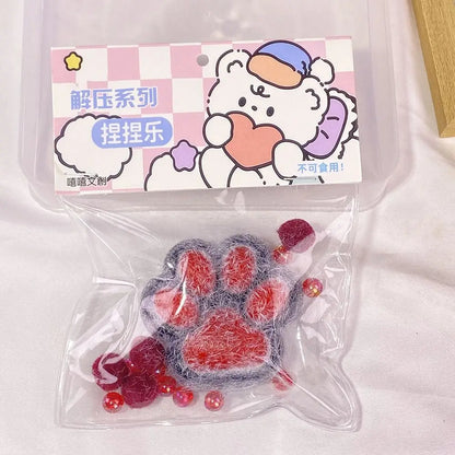 Cartoon Cat Claw Squeeze Pinching Transparent Toy Cute Cat Paw Slow Rebound Decompression Toy Kids Stress Release Vent Toy