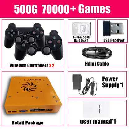 LZAKMR M8 Plug and Play Retro 1037U Game Console 500G HDD 70000+Games For Wii PS2 N64 PSP GameCube N64 Wireless handle