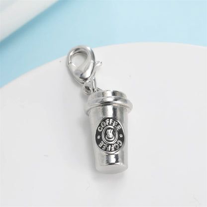 3D Coffee Cup Pendants Keyring For Women Men Antique Silver Color Charm DIY Jewelry Findings Keychain Accessories Souvenirs Gift