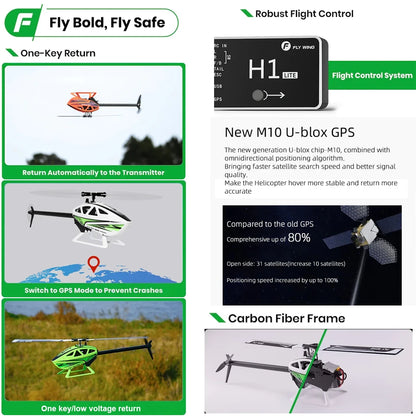 Flywing FW450l V3 Rc Helicopters Toys 6ch Adults Remote Control Helicopter Model PNP RTF 3D GPS Automatic Return RC Helicopter